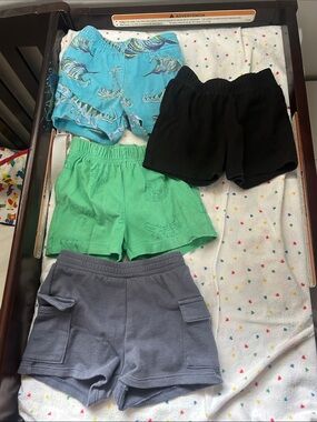 toddler Elastic-Waist Casual Shorts Pack - Blue, Black, Green, Gray